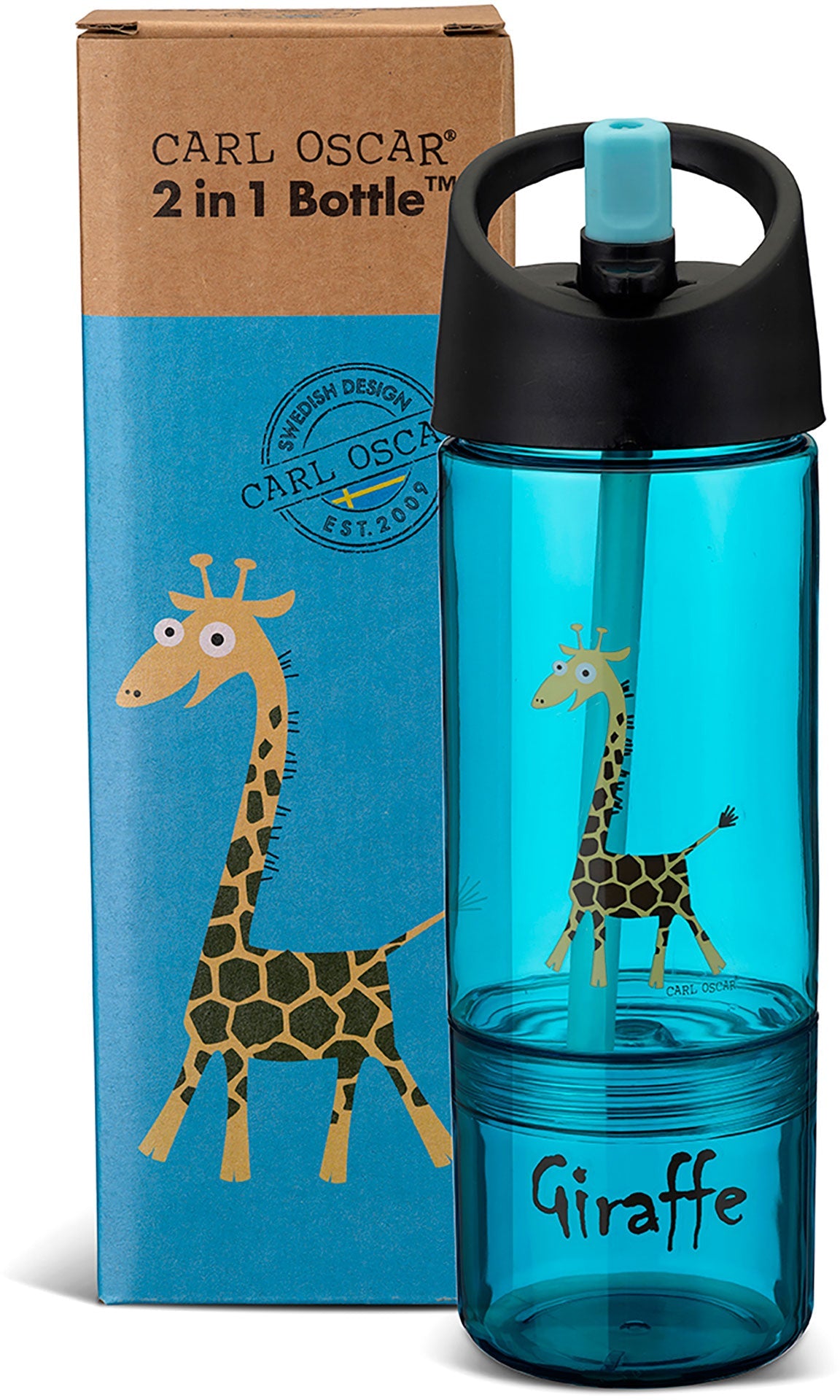 Water Bottle and snack box 2 in 1 Giraffe Turqoise - Carl Oscar