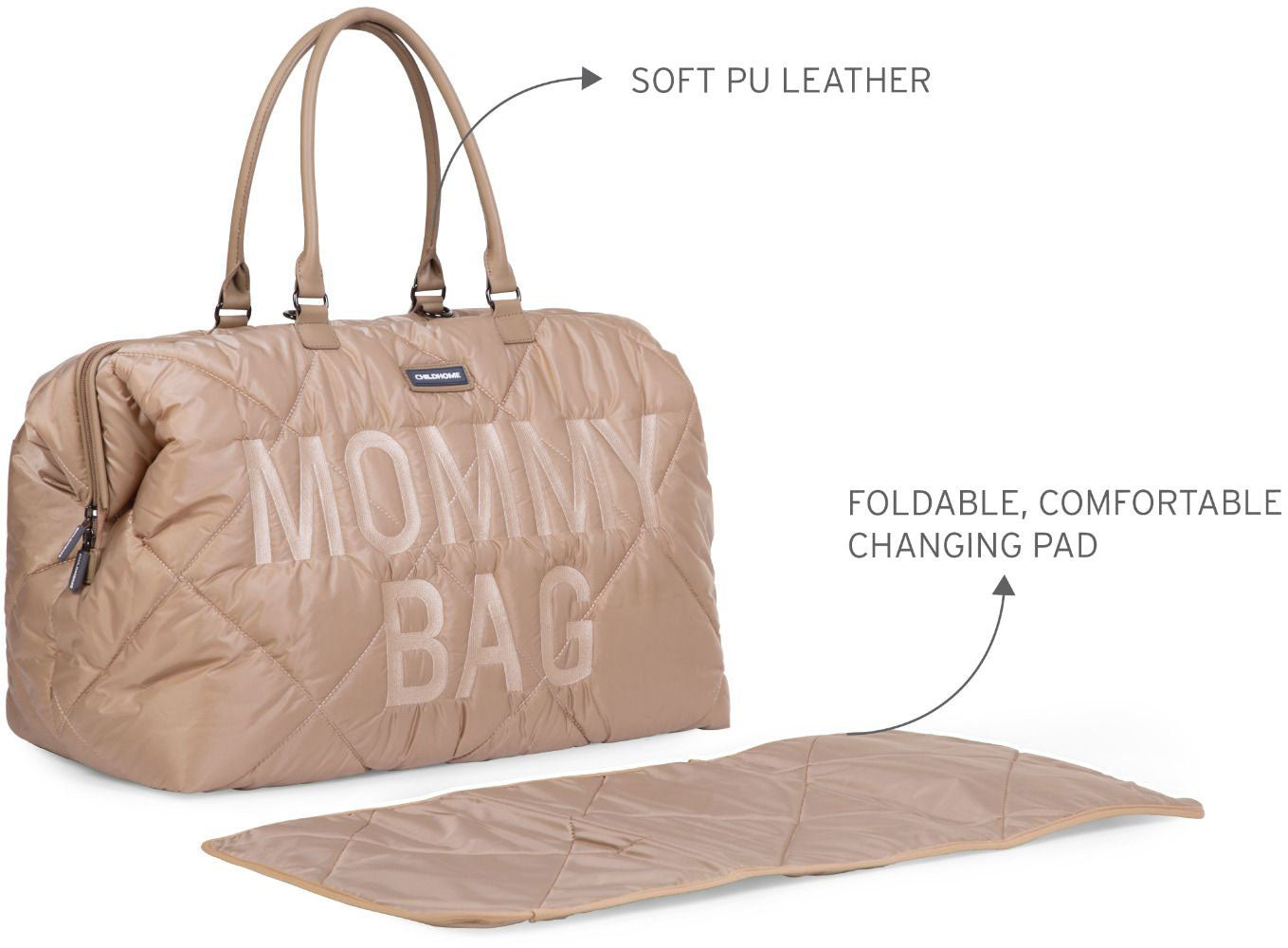 Mommy Bag Big Quilted Puffered Beige - ChildHome