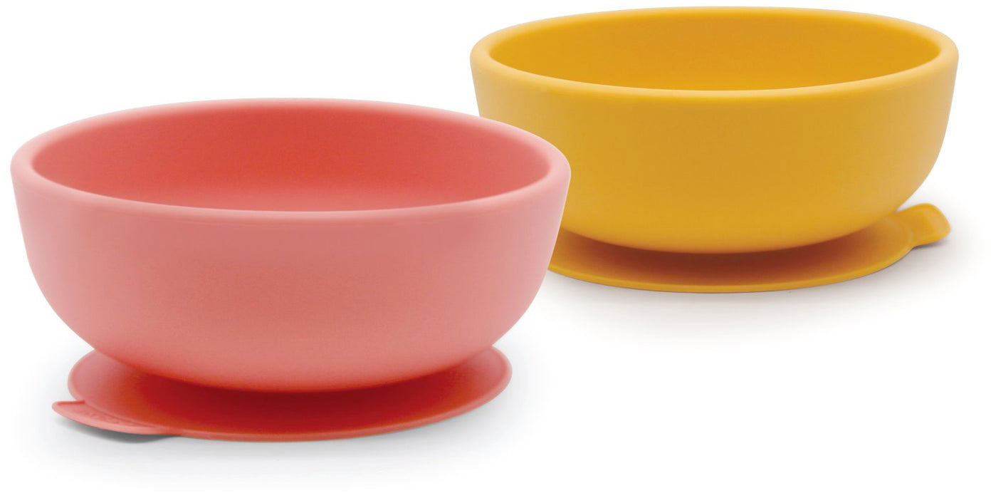 Silicone Suction Bowl Set - Coral & Mimosa