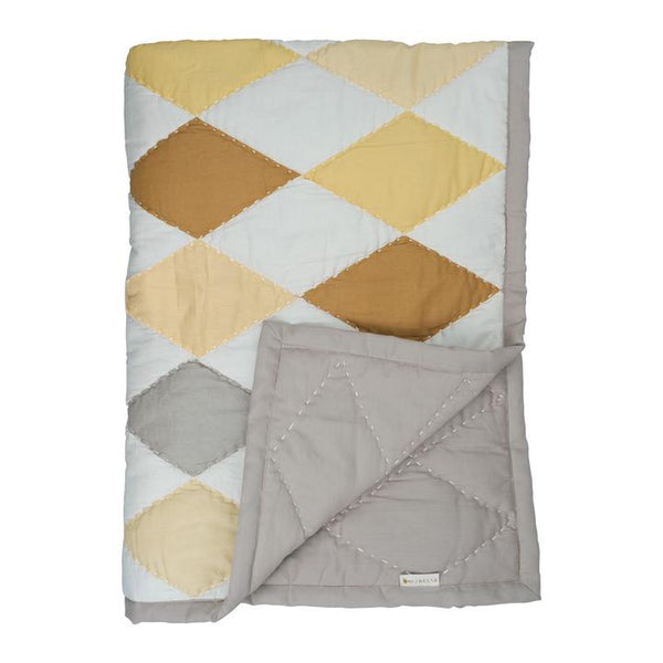 Diamond Patchwork Blanket Yellow Multicolour - Fabelab