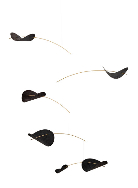 Drifting Clouds Black Wooden Mobile - Flensted Mobiles