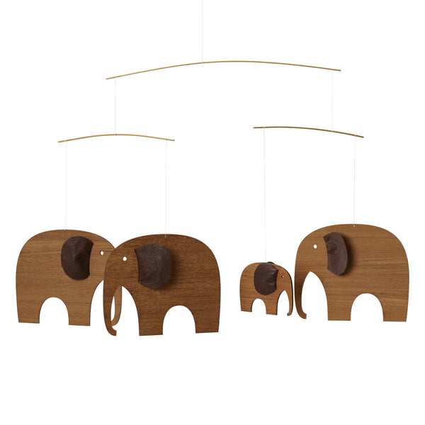 Elephant Party Teak Wooden Mobile - Flensted Mobiles