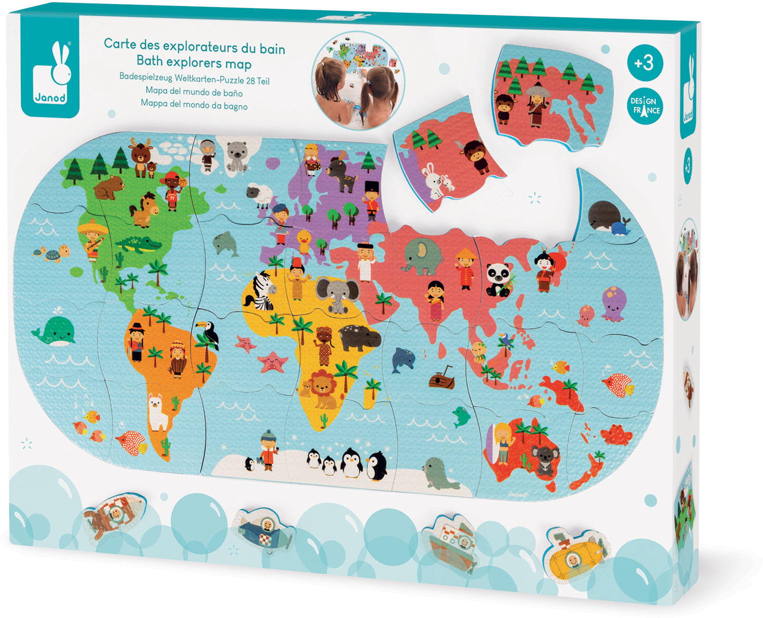 Explorers Puzzle Map Bath Toy - Janod
