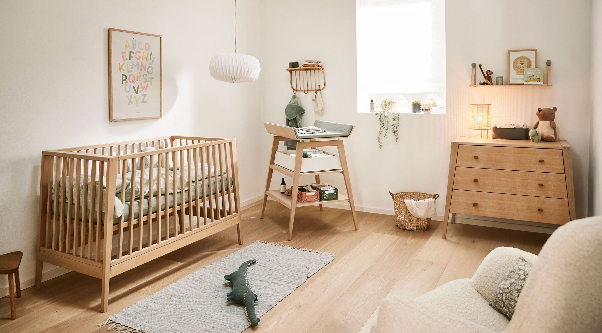 Linea Baby Cot Bed Natural Wood  - Leander