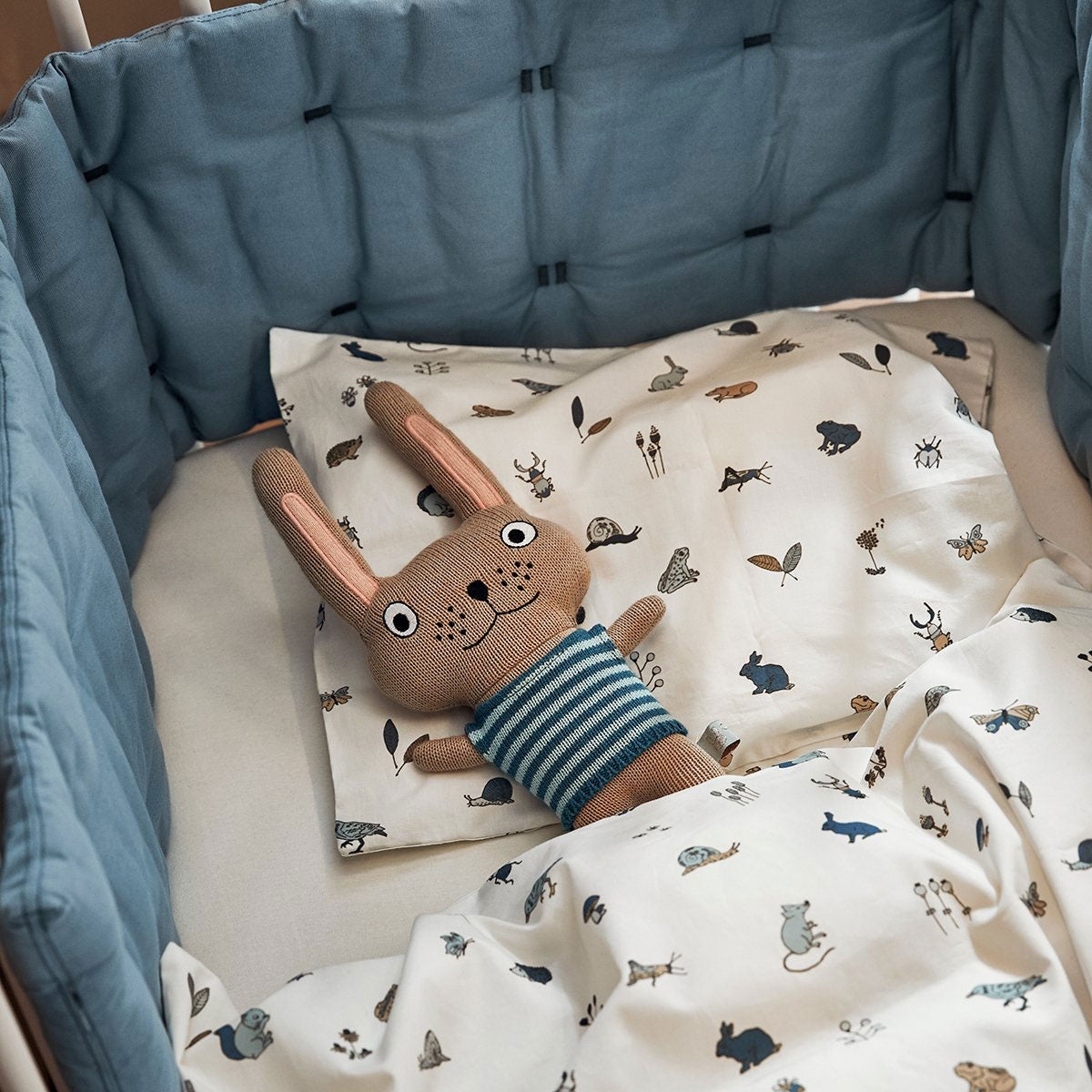 Organic baby bedding set Forrest Dusty Blue - Leander