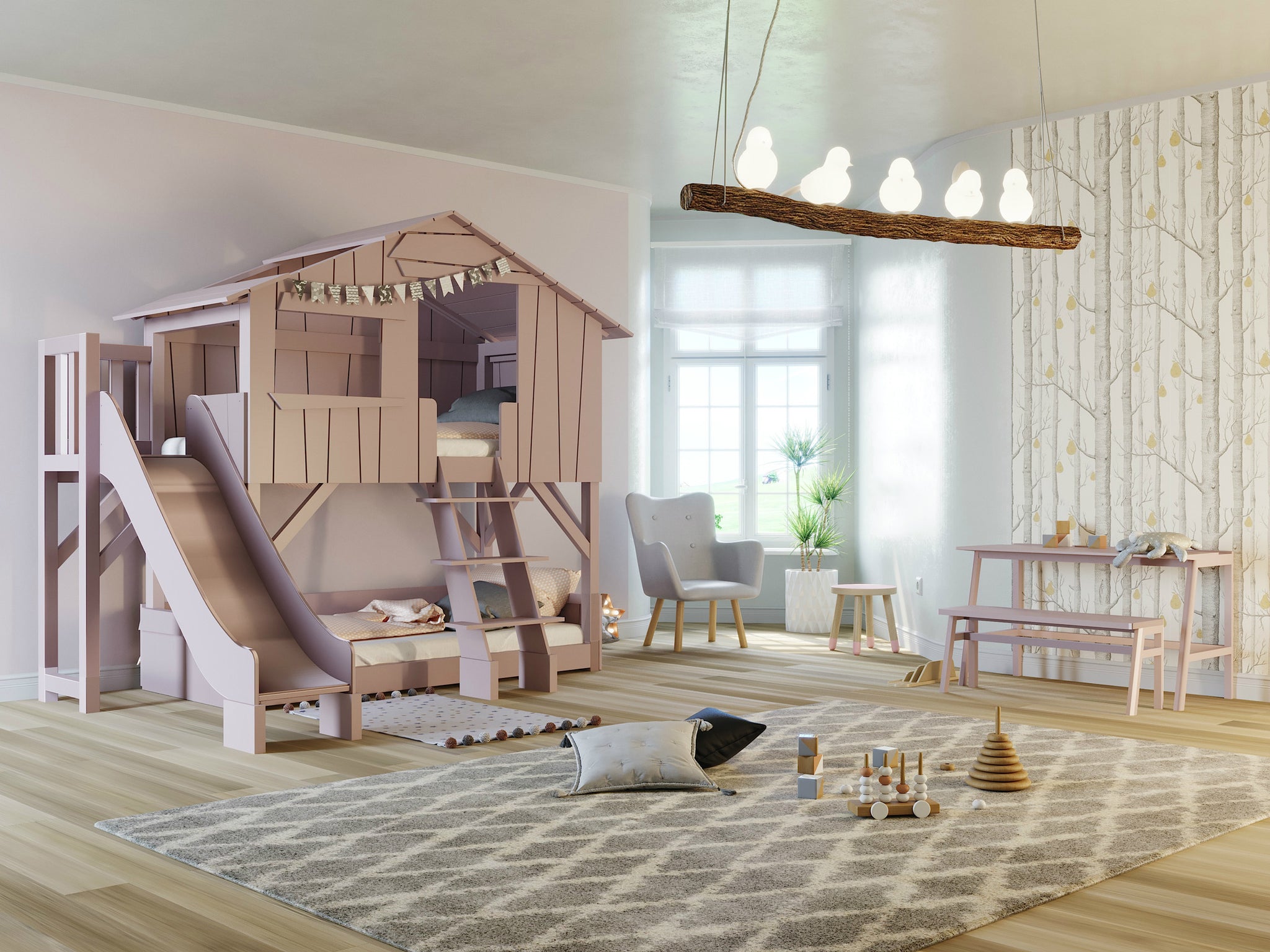 Treehouse Bunk Bed with slide  - Mathy By Bols