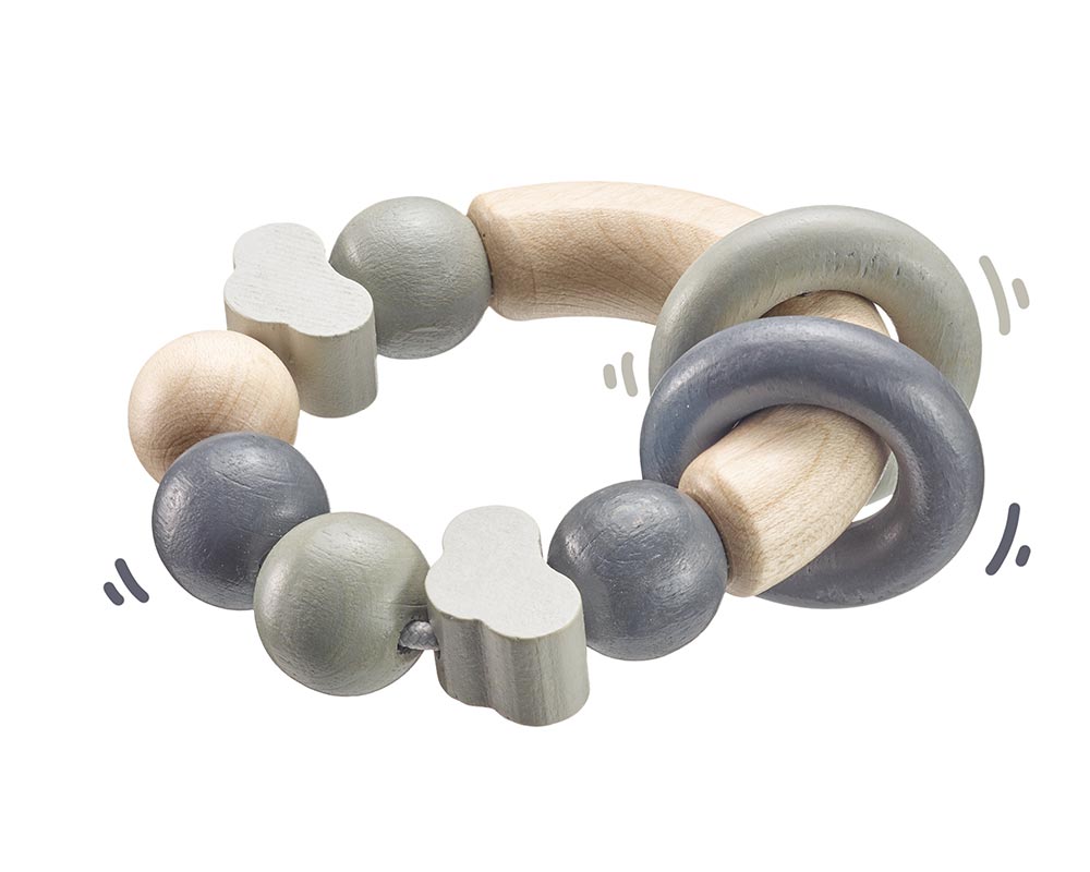 Cloud Shaped Grey Wooden Gripping Toy - Selecta Wooden Toys